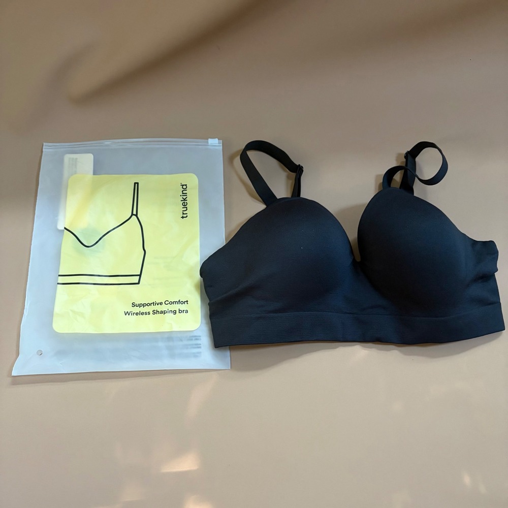 Truekind Supportive Comfort Wireless Shaping Bra Black Size Medium 10210 NEW